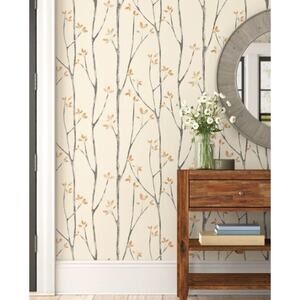 Orange Signe Floral Double Roll Nature Scandinavian Wildlife Washable